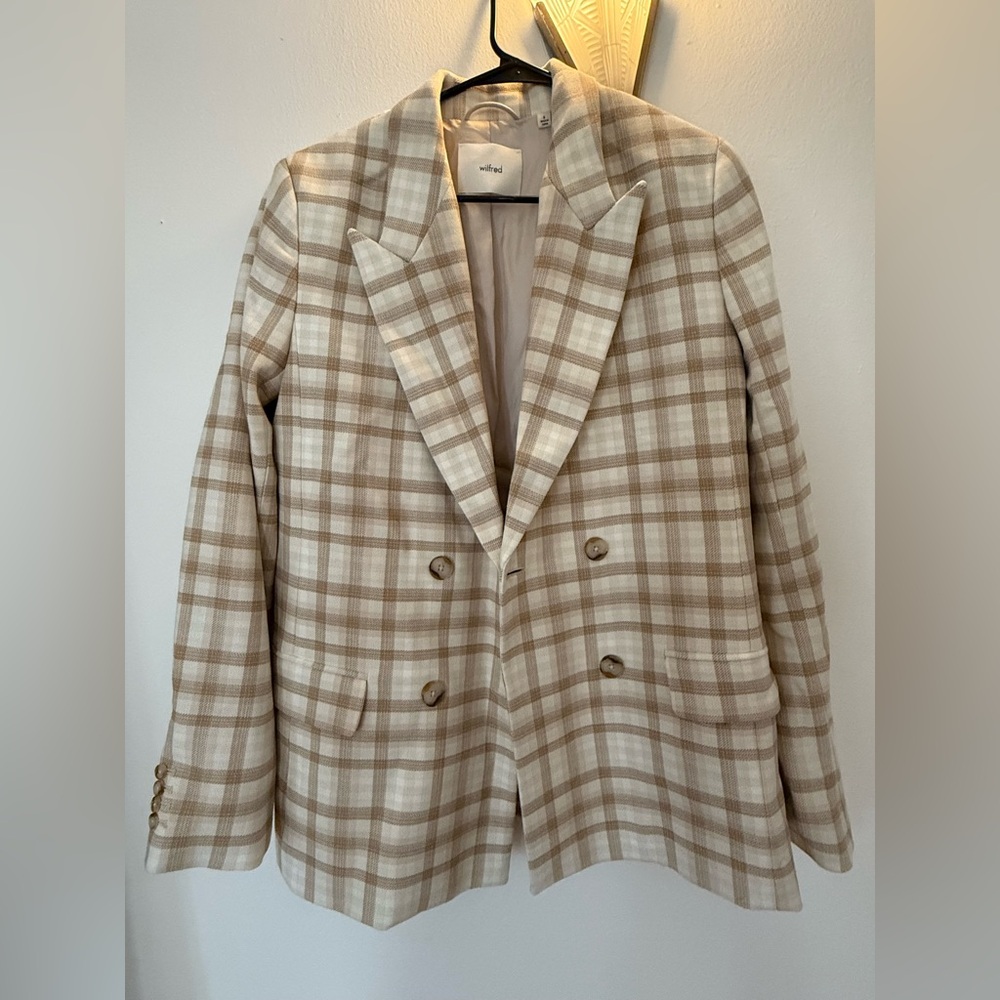 Aritzia Wilfred Plaid Double-Breasted Women's Blazer